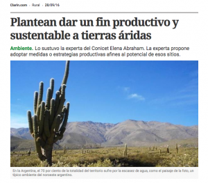 nota en Diario Clarín sobre la escasez de agua en territorio Argentino